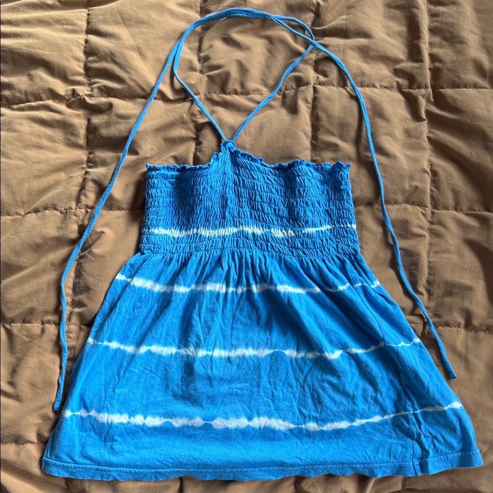 PINK Victoria's Secret Blue Tie-Dye Halter Top